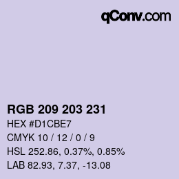 Farbcode: RGB 209 203 231 | qconv.com