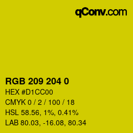 颜色代码: RGB 209 204 0 | qconv.com