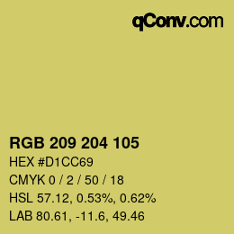 カラーコード: RGB 209 204 105 | qconv.com