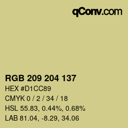 Color code: RGB 209 204 137 | qconv.com