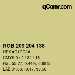 Color code: RGB 209 204 138 | qconv.com