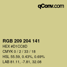 Color code: RGB 209 204 141 | qconv.com