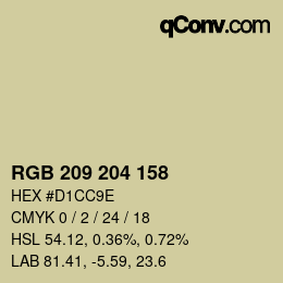 颜色代码: RGB 209 204 158 | qconv.com