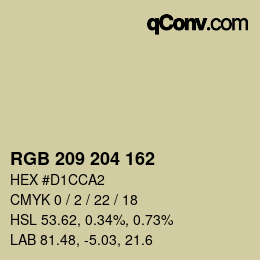 Color code: RGB 209 204 162 | qconv.com