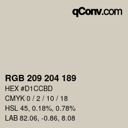 カラーコード: RGB 209 204 189 | qconv.com