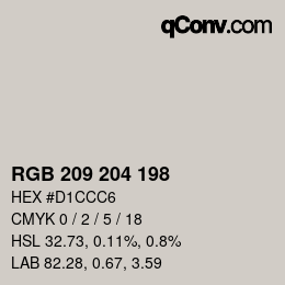 カラーコード: RGB 209 204 198 | qconv.com