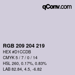 Color code: RGB 209 204 219 | qconv.com