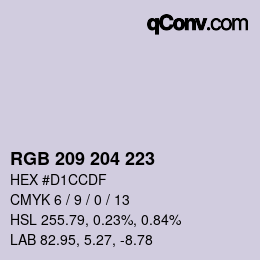 Color code: RGB 209 204 223 | qconv.com