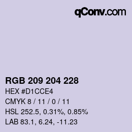 Color code: RGB 209 204 228 | qconv.com