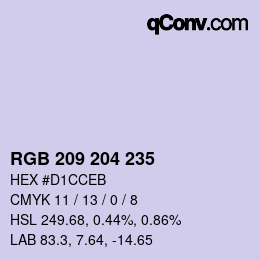 Color code: RGB 209 204 235 | qconv.com