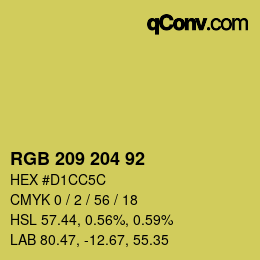 颜色代码: RGB 209 204 92 | qconv.com