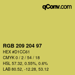 カラーコード: RGB 209 204 97 | qconv.com