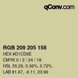 颜色代码: RGB 209 205 158 | qconv.com