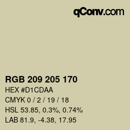 カラーコード: RGB 209 205 170 | qconv.com