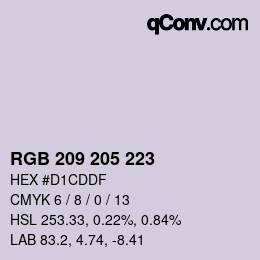 カラーコード: RGB 209 205 223 | qconv.com