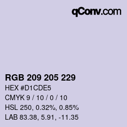 カラーコード: RGB 209 205 229 | qconv.com