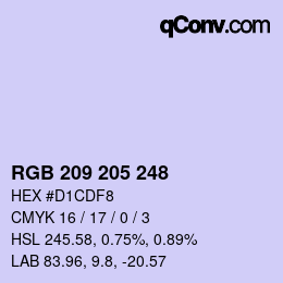 カラーコード: RGB 209 205 248 | qconv.com