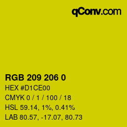 颜色代码: RGB 209 206 0 | qconv.com