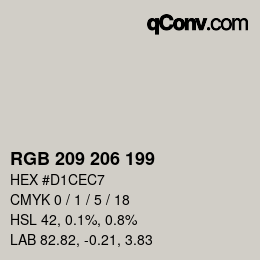 Código de color: RGB 209 206 199 | qconv.com