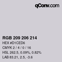カラーコード: RGB 209 206 214 | qconv.com