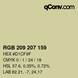 カラーコード: RGB 209 207 159 | qconv.com