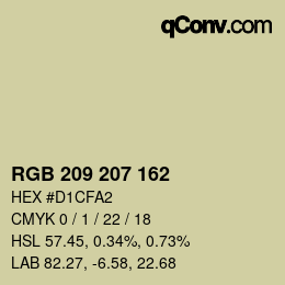 カラーコード: RGB 209 207 162 | qconv.com