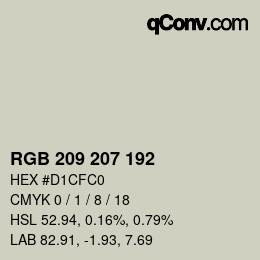 カラーコード: RGB 209 207 192 | qconv.com
