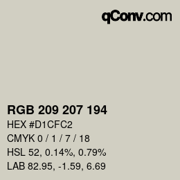 カラーコード: RGB 209 207 194 | qconv.com