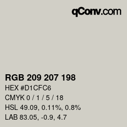カラーコード: RGB 209 207 198 | qconv.com