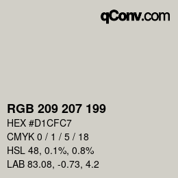 Color code: RGB 209 207 199 | qconv.com