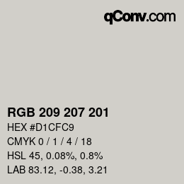 Color code: RGB 209 207 201 | qconv.com