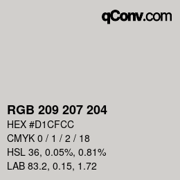 Color code: RGB 209 207 204 | qconv.com