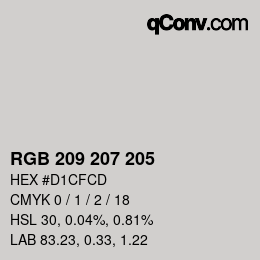 カラーコード: RGB 209 207 205 | qconv.com