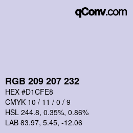 Color code: RGB 209 207 232 | qconv.com