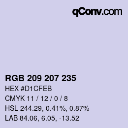 カラーコード: RGB 209 207 235 | qconv.com