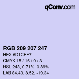 Color code: RGB 209 207 247 | qconv.com