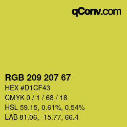 Color code: RGB 209 207 67 | qconv.com