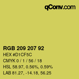 Color code: RGB 209 207 92 | qconv.com