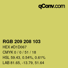 カラーコード: RGB 209 208 103 | qconv.com