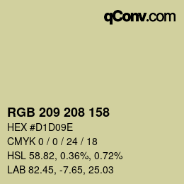 颜色代码: RGB 209 208 158 | qconv.com
