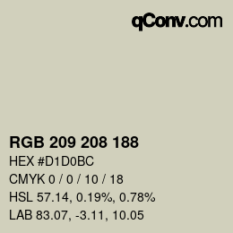 Color code: RGB 209 208 188 | qconv.com