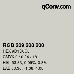 Color code: RGB 209 208 200 | qconv.com