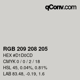 カラーコード: RGB 209 208 205 | qconv.com