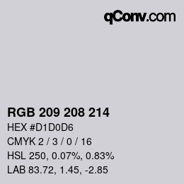 Color code: RGB 209 208 214 | qconv.com