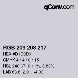 Color code: RGB 209 208 217 | qconv.com