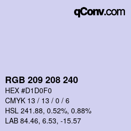 Color code: RGB 209 208 240 | qconv.com