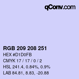カラーコード: RGB 209 208 251 | qconv.com