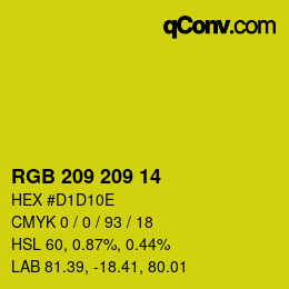 カラーコード: RGB 209 209 14 | qconv.com