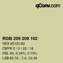 カラーコード: RGB 209 209 162 | qconv.com
