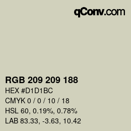 カラーコード: RGB 209 209 188 | qconv.com